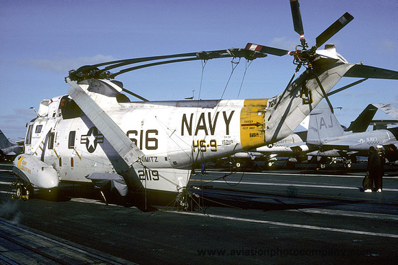US Navy HS-9 Sikorsky SH-3H Sea King 152119/AJ-616 on board USS Nimitz (1986)