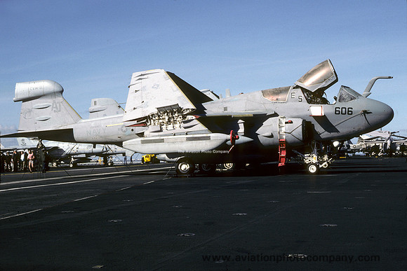US Navy VAQ-138 Grumman EA-6B Prowler 158029/AJ-606 on board USS Nimitz (1986)