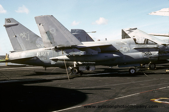 US Navy VA-82 LTV A-7E Corsair 159672/AJ-310 on board USS Nimitz (1986)
