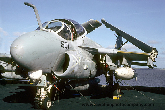 US Navy VA-35 Grumman A-6E Intruder 161672/AJ-501 on board USS Nimitz (1986)