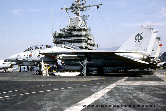 US Navy VF-41 Grumman F-14A Tomcat 160408/AJ-111 on board USS Nimitz (1986)