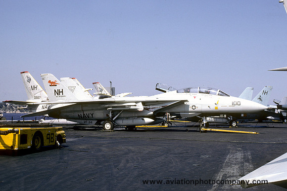US Navy VF-114 Grumman F-14A Tomcat 159825/NH-100 on board USS Enterprise (1986)