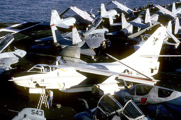 US Navy VQ-2 Douglas EA-3B Skywarrior 146448/JQ-14 on board USS John F. Kennedy (1986)