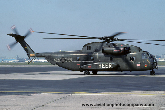 German Army MHFR35 Sikorsky CH-53G Stallion 84+28 at Rhein Main (1990)