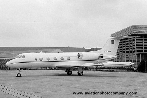 Bahrain Amiri Royal Flight Gulfstream II A9C-BG at London Heathrow (1979)