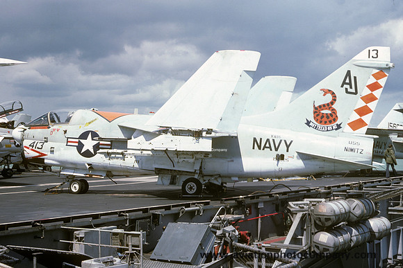 US Navy VA-86 LTV A-7E Corsair 158825/AJ-413 on board USS Nimitz (1978)