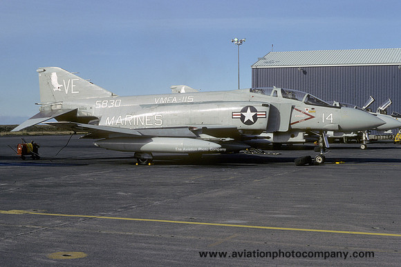 US Marines VMFA-115 McDonnell F-4J Phantom 155830/VE-14 at Keflavik (1979)