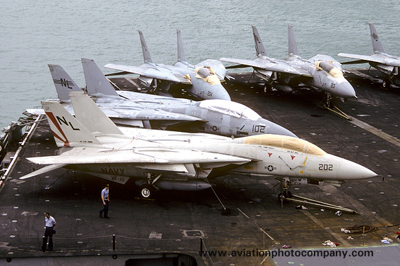 US Navy VF-111 Grumman F-14A Tomcat 160676/NL-202 on board USS Carl Vinson (1987)
