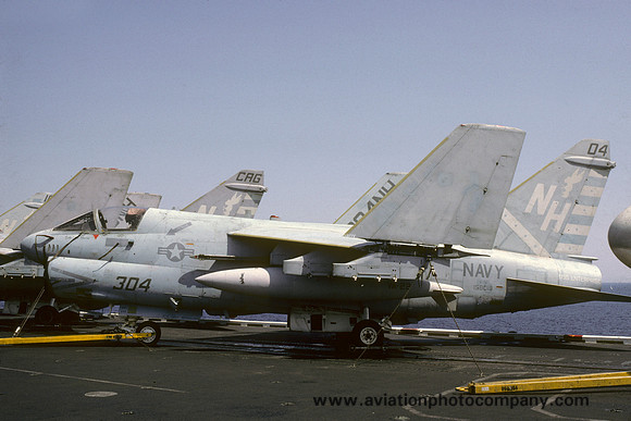 US Navy VA-22 LTV A-7E Corsair 158019/NH-304 on board USS Enterprise (1986)