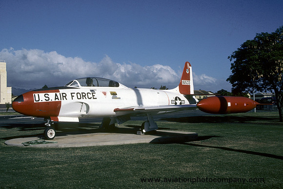 USAF 15 ABW Lockheed T-33A Shooting Star 51-6533 displayed at Hickam AFB (1986)