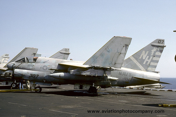 US Navy VA-22 LTV A-7E Corsair 158674/NH-307 on board USS Enterprise (1986)