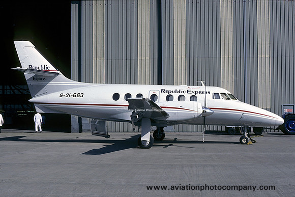 Republic Express BAe Jetstream 31 G-31-663 at East Midlands (1985)