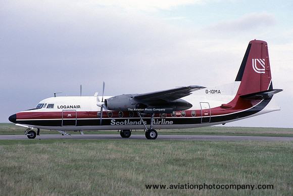 Loganair Fokker F-27-100 Friendship G-IOMA at East Midlands (1985)