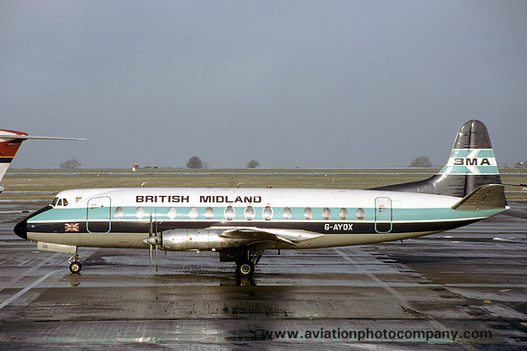 British Midland Airways Vickers Viscount G-AYOX at East Midlands (1984)