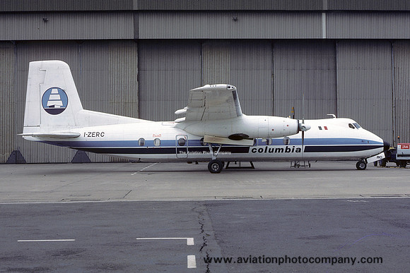 Columbia Handley Page Herald I-ZERC at East Midlands (1985)