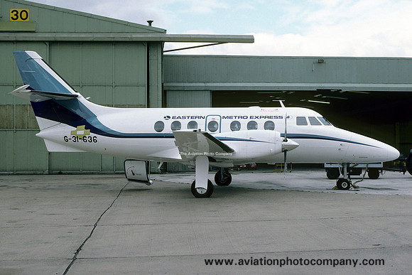 Eastern Metro Express BAe Jetstream 31 G-31-636 at East Midlands (1984)