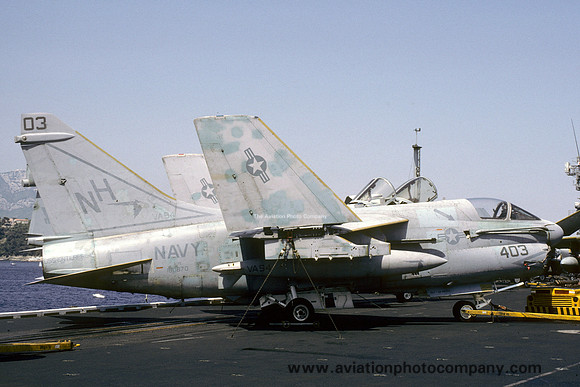 US Navy VA-94 LTV A-7E Corsair 160870/NH-403 on board USS Enterprise (1986)