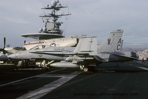 US Marines VMFA-115 McDonnell Douglas F/A-18A Hornet 163147/AC-206 on board USS Harry S. Truman (2002)