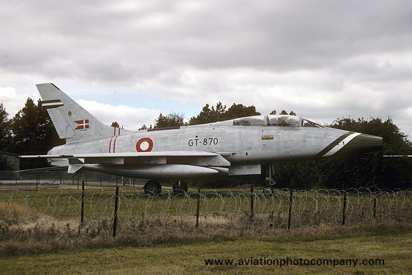 Danish Air Force North American F-100F Super Sabre GT-870 displayed at Skrydstrup (1990)