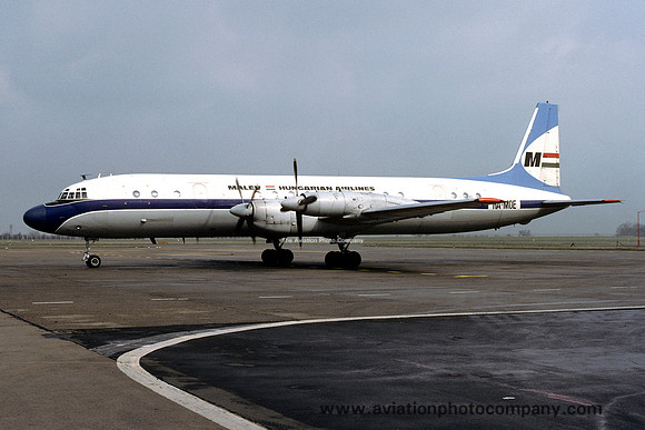 Malev Hungarian Airlines Ilyushin Il-18 HA-MOE at East Midlands (1984)