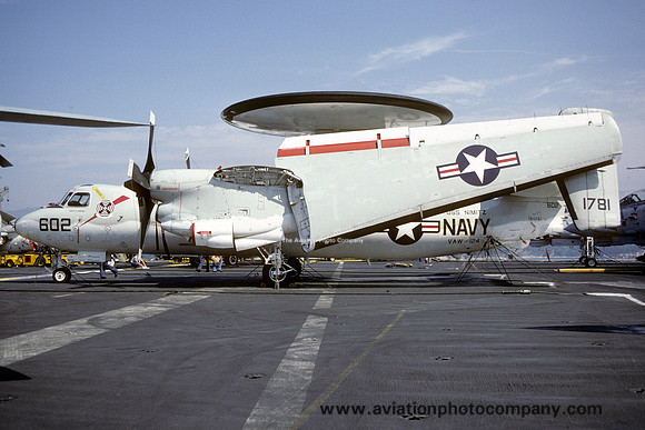 US Navy VAW-124 Grumman E-2C Hawkeye 161781/AJ-602 on board USS Nimitz (1987)