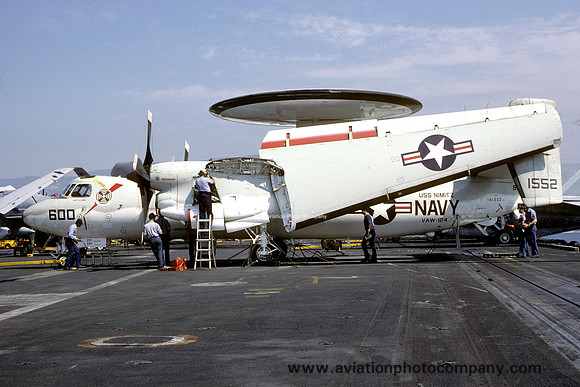 US Navy VAW-124 Grumman E-2C Hawkeye 161552/AJ-600 on board USS Nimitz (1987)