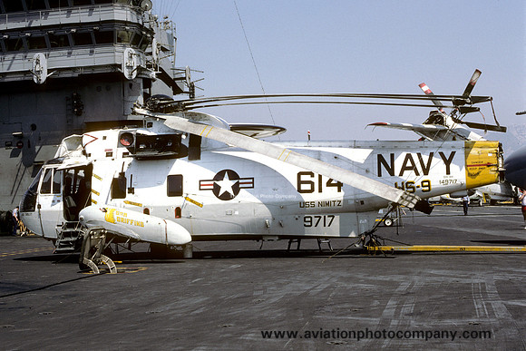 US Navy HS-9 Sikorsky SH-3H Sea King 149717/AJ-614 on board USS Nimitz (1987)