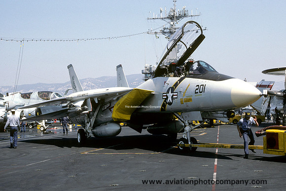 US Navy VF-84 Grumman F-14A Tomcat 162702/AJ-201 on board USS Nimitz (1987)