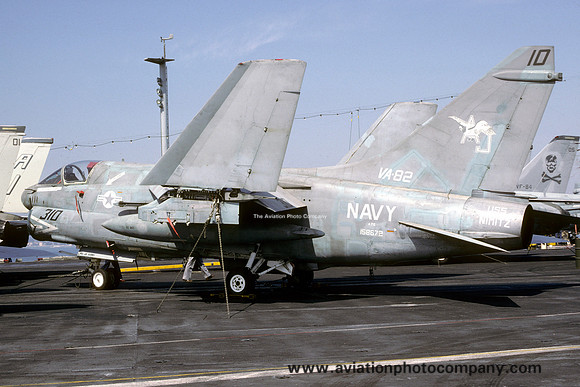 US Navy VA-82 LTV A-7E Corsair 158672/AJ-310 on board USS Nimitz (1987)