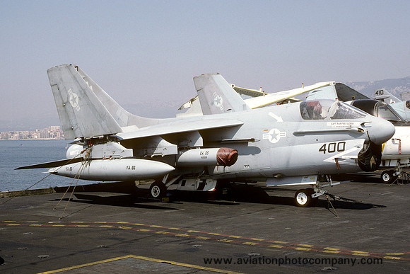 US Navy VA-86 LTV A-7E Corsair 160867/AJ-400 on board USS Nimitz (1987)