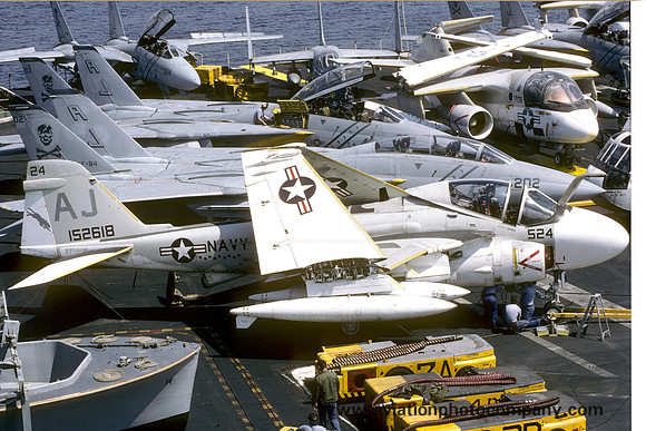 US Navy VA-35 Grumman A-6E Intruder 152618/AJ-524 on board USS Nimtz (1987)