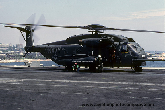 US Navy HC-4 Sikorsky CH-53E Super Stallion 161539/HC-539 on board USS Kitty Hawk (1987)