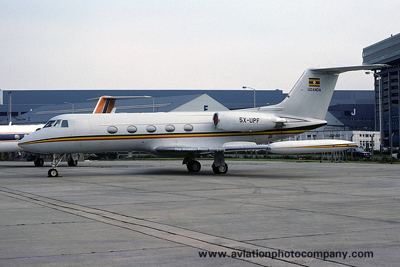 Ugandan Government Gulfstream II 5X-UPF at London Heathrow (1979)
