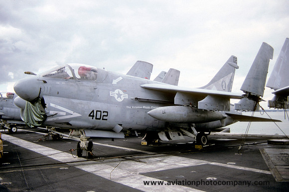 US Navy VA-105 LTV A-7E Corsair 160557/AE-402 on board USS Forrestal (1987)