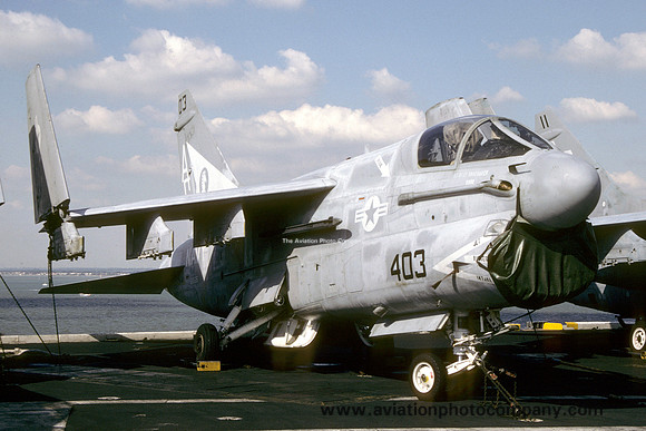 US Navy VA-105 LTV A-7E Corsair 160615/AE-403 on board USS Forrestal (1987)