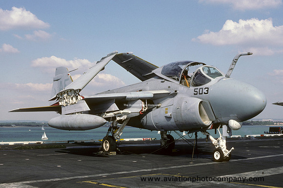 US Navy VA-176 Grumman A-6E Intruder 155620/AE-503 on board USS Forrestal (1987)