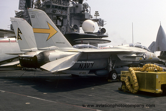 US Navy VF-103 Grumman F-14A Tomcat 162696/AA-200 on board USS Saratoga (1987)