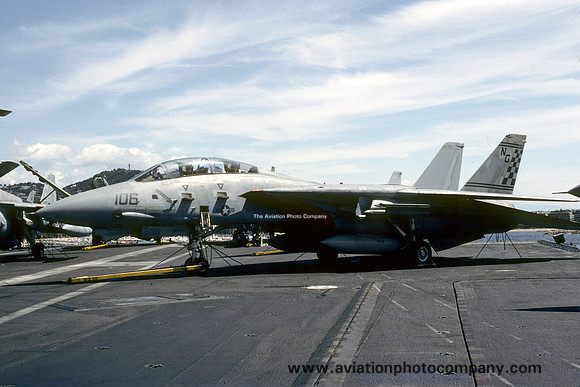 US Navy VF-211 Grumman F-14A Tomcat 159631/NG-106 on board USS Enterprise (1987)
