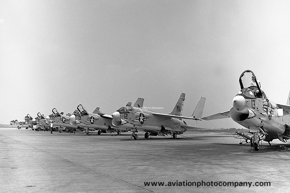 US Marines VMA(AW)-112 Chance F-8H Crusader lineup (1975)