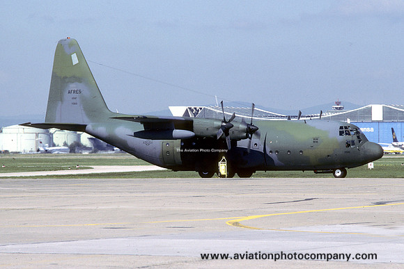 USAF AFRes 328th Tactical Airlift Squadron Lockheed C-130A Hercules 57-0510 at Rhein Main (1986)