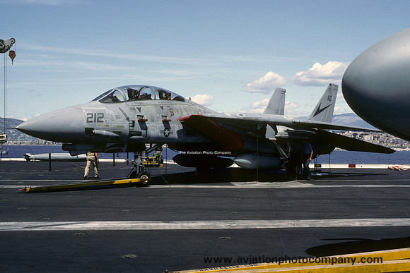 US Navy VF-24 Grumman F-14A Tomcat 160894/NG-212 on board USS Kitty Hawk (1987)