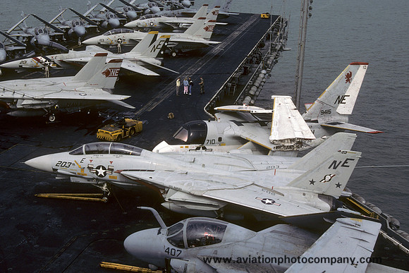 US Navy VF-2 Grumman F-14A Tomcat 162600/NE-203 on board USS Ranger (1987)