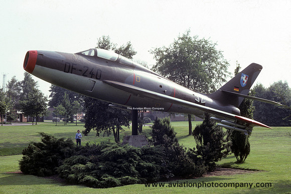 West German Air Force JBG36 Republic F-84F DF+240 displayed at Hopsten (1978)