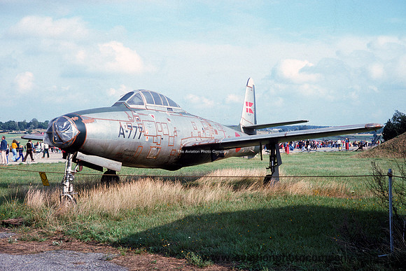 Danish Air Force Republic F-84G Thunderjet A-777 at Vaerlose (1975)