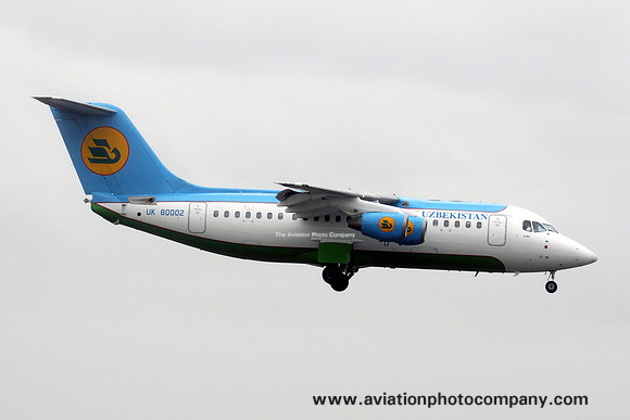 Uzbekistan Airways Avro RJ85 UK-80002 at Almaty during KADEX 2012