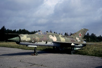 Soviet Air Force Mikoyan MiG-21SPS 27 red displayed at Liepaja (2003)