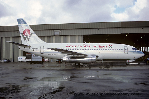 America West Airlines Boeing 737-2T5(A) G-BKHO at East Midlands (1985)