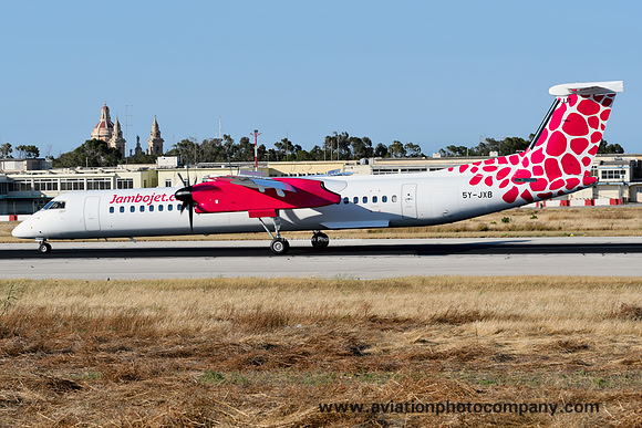Jambojet DHC-8-402NG 5Y-JXB at Malta Luqa IAP (2017)