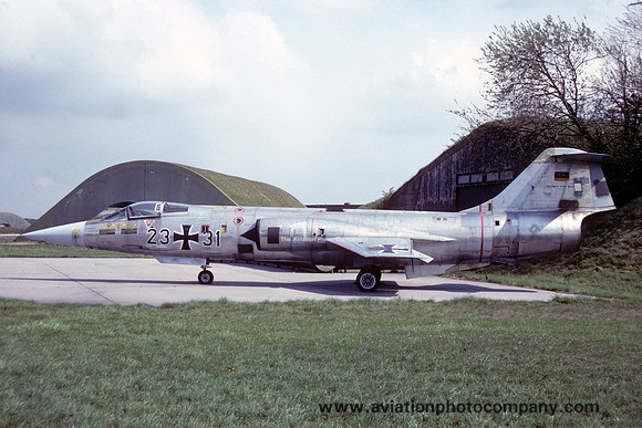German Air Force Lockheed F-104G Starfighter 23+31 displayed at Neuberg (1991)