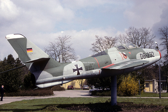 West German Air Force JBG32 Republic F-84F DB+232 displayed at Lechfeld (1991)